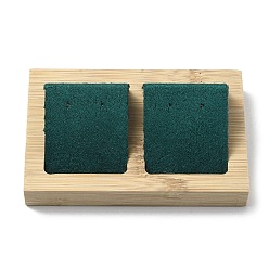 Темно-серый 2 прямоугольные деревянные подставки для серег с прорезями, со скошенным утюгом, обтянутым бархатом, для демонстрации одной пары серег, темно-серый, 10.2x6.6x3.25 см, отверстие : 1.2 мм