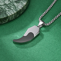 Black Duo Tone 304 Stainless Steel Pendant Necklaces for Men, Hot Pepper, Stainless Steel Color, Black, 23.62 inch(60cm)