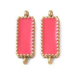 Светло-Вишневый 304 эмалированные подвески из нержавеющей стали, золотые, прямоугольник ссылки, светло-вишневый, 15x5x2 мм, отверстие : 1 мм