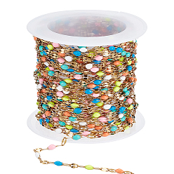 Золотой 316l цепочки из нержавеющей стали с эмалевым покрытием, пайки, с катушкой, золотые, 9.5x2.5 мм, около 19.69 футов (6 м) / рулон