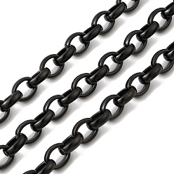 Черный 304 из нержавеющей стали цепи Роло, несварные, с катушкой, вакуумное покрытие pvd, чёрные, 8~9x7x2.5 мм