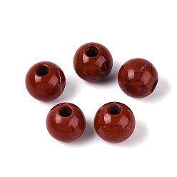 Red Jasper Natural Red Jasper European Beads, Smooth Round, Large Hole Beads, 16x14~15mm, Hole: 5~5.5mm
