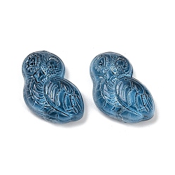 Прусский Синий Прозрачные стеклянные бусины, сова, спекающийся лак, берлинская лазурь, 18x14.5x6.5 мм, отверстие : 1.2 мм