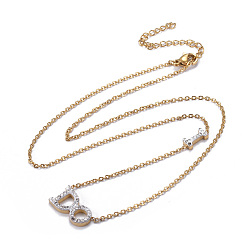 Золотой 304 подвесные из нержавеющей стали ожерелья, с полимерной глиной горный хрусталь, я делаю, золотые, 17.7 дюйм (45 см), Кулон : 11.5x17.5x2.5 мм