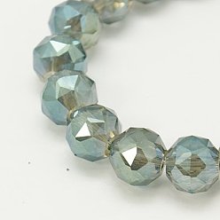 Светло-Синий Стеклянные бусины с гальваническим покрытием , с полным покрытием цвета радуги, граненые, круглые, голубой, 8 мм, отверстие : 1 мм