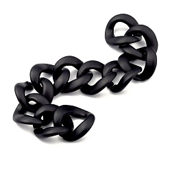 Black Handmade Spray Painted CCB Plastic Curb Chains, Twisted Chain, for Handbag Chain Making, Oval, Black, Links: 22.5x23x6mm, 39.37 inch(1m)/Strand