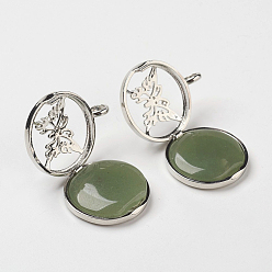 Флюорит Природного флюорита подвески, С выводами медальона из медных рассеивателей, плоские круглые с бабочкой, 31x26x8 мм, отверстие : 4 мм