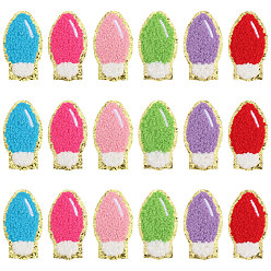 (52) Непрозрачная лаванда 18 шт. 6 цвета рождественские лампочки полиэстер вышивка пришитые тканевые заплатки, с блестка, швейные украшения, разноцветные, 55x31x2.5 мм, 3 шт / цвет