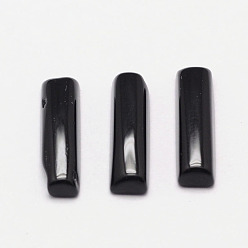 Black Dyed Rectangle Natural Agate Cabochons, Black, 20x5x3.5mm
