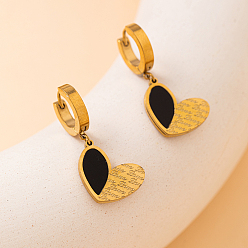 Золотой Винтажная мода 201 серьги-кольца в форме сердца из нержавеющей стали и ракушек для женщин, золотые, 15x15 мм