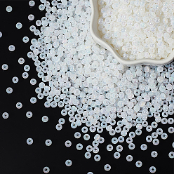 (404) Непрозрачное AB Кислое яблоко 1500 шт. 6/0 непрозрачные цвета радужные круглые стеклянные бусины, цветочный белый, 4x3 мм, отверстие : 1.2 мм