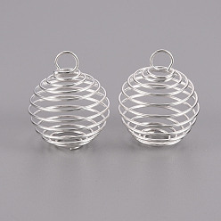 Серебро Подвески железной проволоки, спиральные подвески из бисера, круглые, серебряные, 28x23 мм, отверстие : 5 мм
