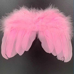 Бледно-Розовый Мини-кукла с перьями ангела и крыльями, с полиэфирной веревкой, Для изготовления кукол своими руками, реквизит для фотосъемки, украшения, аксессуары, розовый жемчуг, 160x280 мм