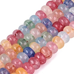 Mixed Color Imitation Jade Crackle Glass Beads Strands, Rondelle, Mixed Color, 8x5mm, Hole: 1~1.6mm, about 70~79pcs/strand, 13.19~15.35 inch(33.5~39cm)