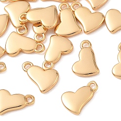 Chapado en Oro Real 18K Dijes de latón Shegrace, encantos del corazón, sin níquel, real 18 k chapado en oro, 6x8.5x1 mm, agujero: 1 mm