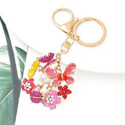 Светло-Вишневый Брелки из цинкового сплава, с горный хрусталь и пластиковой бисера, светло-вишневый, 110 мм