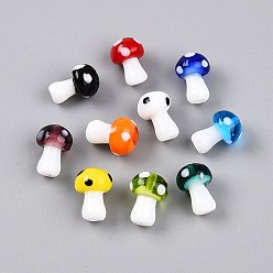 Разноцветный Гриб ручной Lampwork бисер пряди, красочный, 12.5~14x10~11 мм, отверстие : 1.2~1.5 мм, около 24~25 шт / нитка, 12.20 дюйм ~ 12.99 дюйм (31 см ~ 33 см)
