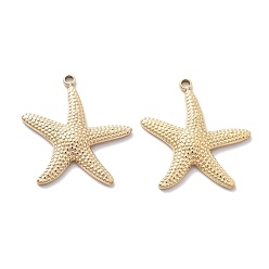 Настоящее золото 18K Вакуумное покрытие pvd 304 подвески из нержавеющей стали, очарование морской звезды, реальный 18 k позолоченный, 23x20.5x2.5 мм, отверстие : 1.5 мм