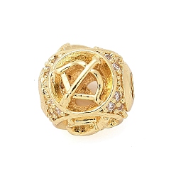 Стрелец Латунные микро проложить кубического циркония бусы, двенадцать созвездий, реальный 18 k позолоченный, Стрелец, 9x9x10 мм, отверстие : 2.7 мм