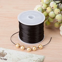 Black Flat Elastic Crystal String, Elastic Beading Thread, for Stretch Bracelet Making, Dyed, Black, 0.8mm, about 65.61 yards(60m)/roll