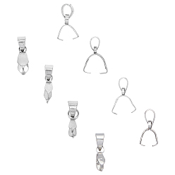 Stainless Steel Color 304 Stainless Steel Pendant Pinch Bails, Stainless Steel Color, 13~18x7~14x2.5~4.5mm, Hole: 5~6x3.5mm, 40pcs/box