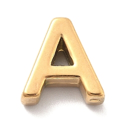 Letter A Ионное покрытие (ip) 304 брелоки из нержавеющей стали, буквенное очарование, реальный 18 k позолоченный, буква a, 9.5x9x3 мм, отверстие : 1.6 мм