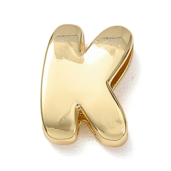 Letter K Латунные бусины, долговечный, стойки покрытие, без свинца и без кадмия, реальный 18 k позолоченный, Письмо K, 21x14.5x6 мм, отверстие : 18x4 мм