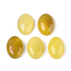 Желтый Кабошоны из натурального желтого агата (окрашенного и подвергнутого термической обработке)., овальные, плоский зад, желтые, 24.5~25.5x17.5~18.5x7~8 мм