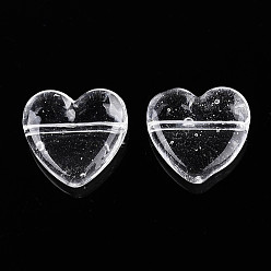 Прозрачный Бусины лэмпворк , сердце, прозрачные, 18.5~19.5x19.5~20x6.5~7.5 мм, отверстие : 1.2~1.6 мм