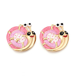 Ярко-Розовый 304 подвески из нержавеющей стали и эмали, улитка прелести, золотые, ярко-розовый, 42.5x42.5x4.5 мм, отверстие : 2x2.5 мм