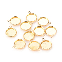 Золотой Сеттинги для кулона (кабошонов), латунь , чашки безель с краями, плоско-круглые, без свинца и без кадмия, золотые, лоток : 12 мм, 17x14x2 мм, отверстие : 1.5 мм