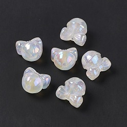 Белый Дым УФ-покрытие радужными переливающимися акриловыми бусинами, колокольчик с бантом, серый, 17x17.5x14 мм, отверстие : 3.5 мм