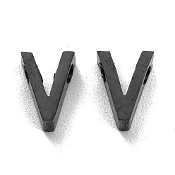 Letter V 304 подвески из нержавеющей стали с ионным покрытием (IP), алфавит, электрофорез черный, letter.v, 8x5.5x3 мм, отверстие : 1.8 мм