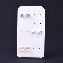 Белый Акриловые серьги выставочные стенды для 12 пар шоу, прямоугольные, белые, 6x4.2x11 см, отверстие : 1.5 мм