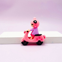 Темно-Розовый Пластиковые подвески из пвх, человек с мотоциклом, темно-розовыми, 53x57x16 мм