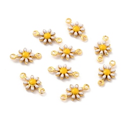 Белый Дым Соединители латунные эмалевые звенья, золотые, без кадмия и без свинца, подсолнечник, серый, 13x7x2.5 мм, отверстие : 1.2 мм