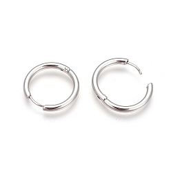 Stainless Steel Color Tarnish Resistant 304 Stainless Steel Hoop Earrings, Manual Polishing Huggie Earrings, Stainless Steel Color, 10 Gauge, 17x2.5mm, Pin: 0.9mm(±0.1mm), Inner Diameter: 12mm