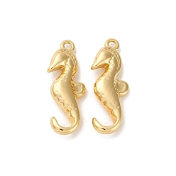Sea Horse Латунные подвески, без кадмия, без никеля и без свинца, Морские животные, реальный 18 k позолоченный, морской конек, 21x7.5x3.5 мм, отверстие : 1.2 мм