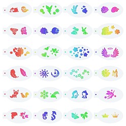 Other Animal Пластиковые трафареты для рисования лица, Роспись лица по телу, шаблоны татуировок для школьной домашней вечеринки, животное рисунок, 7.5x14x0.01 см, 24 шт / комплект