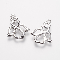 Платина Латунные подвески, ангел, платина, 16x14x2 мм, отверстие : 1 мм