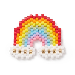 Colorful Handmade MIYUKI Seed Beads, Loom Pattern, Rainbow with Cloud, Colorful, 21x26x1.8mm