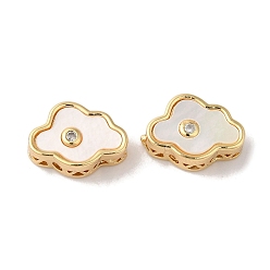 Cloud Многожильные звенья из латуни с прозрачным фианитом, с оболочкой, без никеля , золотые, облако, 8.5x12.5x4.5 мм, отверстие : 1.2 мм