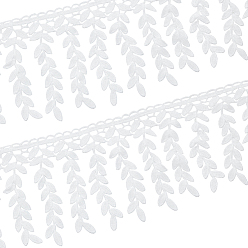 Белый 7.5 ярдов полиэстеровая отделка в виде листьев с кисточками, бахрома для оформления окон, белые, 4-1/2 дюйм (114 мм)