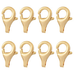 Настоящее золото 18K 8шт латунные застежки-лобстеры, для изготовления ювелирных изделий, реальный 18 k позолоченный, 11.5x7.5x2.5 мм, отверстие : 2x1 мм