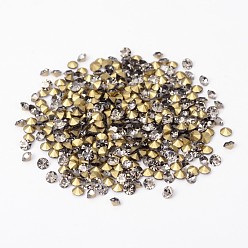 Black Diamond Back Plated Grade A Diamond Glass Pointed Rhinestone, Black Diamond, 3.8~3.9mm, about 1440pcs/bag