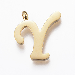Letter Y 304 подвески из нержавеющей стали, Начальная буква, letter.y, золотые, 16.5x15x2 мм, отверстие : 2 мм