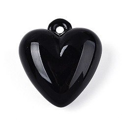 Черный Непрозрачные акриловые подвески, сердце, чёрные, 35.3x32x16 мм, отверстие : 2.5 мм