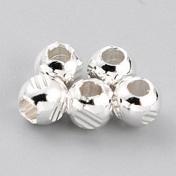 Посеребрённый Spacer бисер латунные, долговечный, граненые круглые, 925 серебро покрытием, 4~4.8x4 мм, отверстие : 1.6 мм