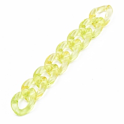 Gelb-grün Handgefertigte transparente Acryl-Bordsteinketten, ungeschweißte, gelb-grün, 39.37 Zoll (100 cm), Link: 23x17x4.5 mm, 1 m / Strang