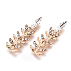 Golden Alloy Glass Rhinestone Cabochons, Crystal, Golden, 39x13x5mm
